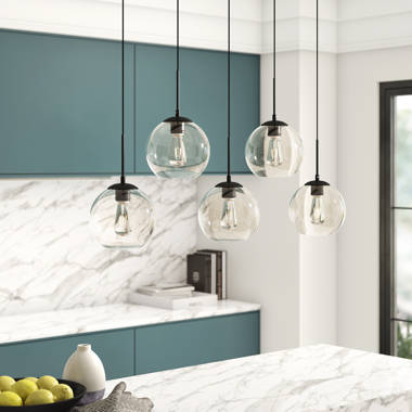 Yearwood 5 Light Cluster Globe Pendant Mercury Row Finish Black Shade Color Pattern Clear